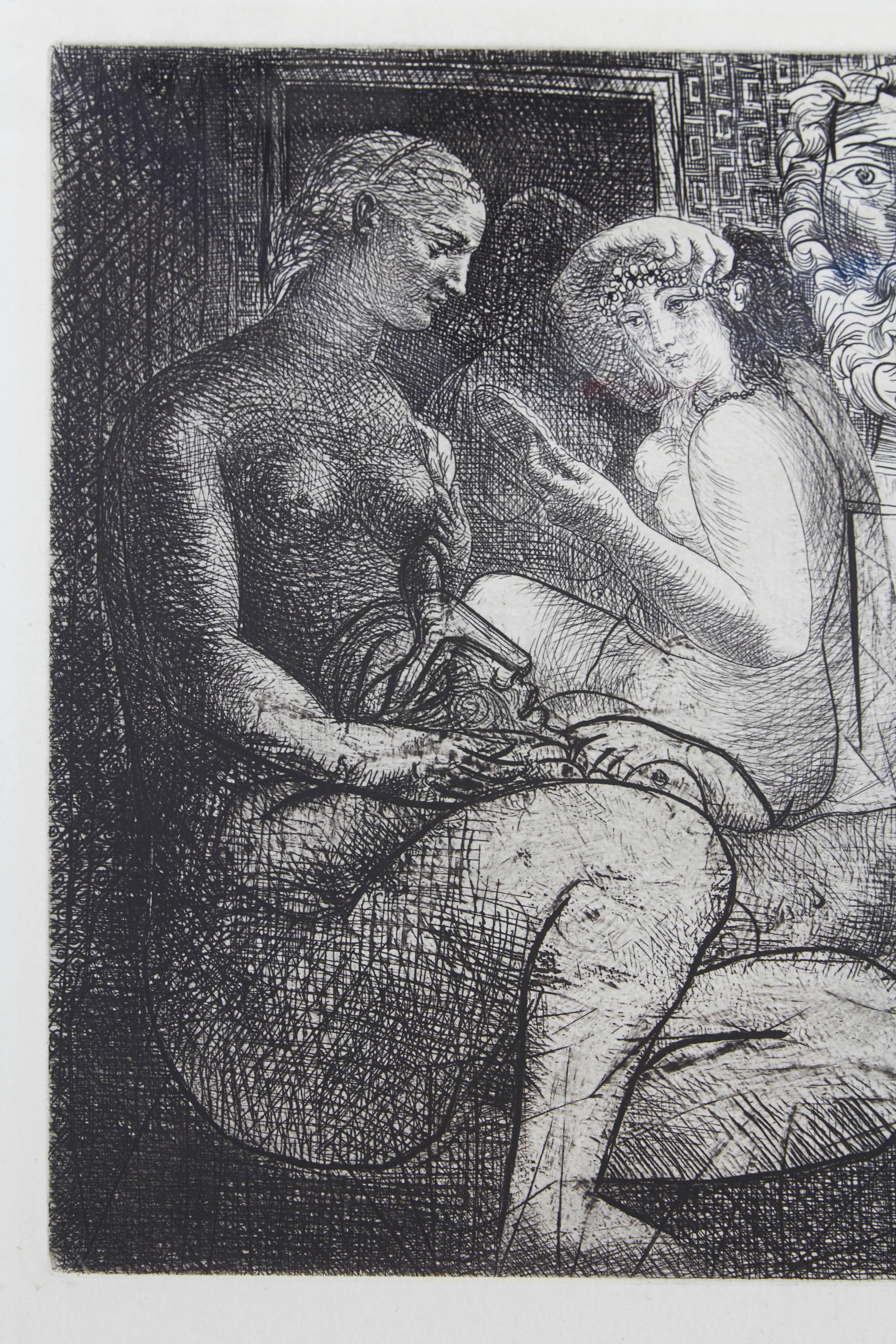 Quatre Femmes Nues et Tete Sculptee - Gray Nude Print by Pablo Picasso