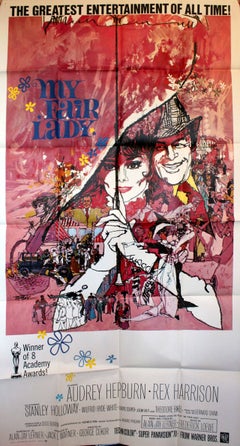 Vintage Large Original Movie Poster - Audrey Hepburn And Rex Harrison In "My Fair Lady"