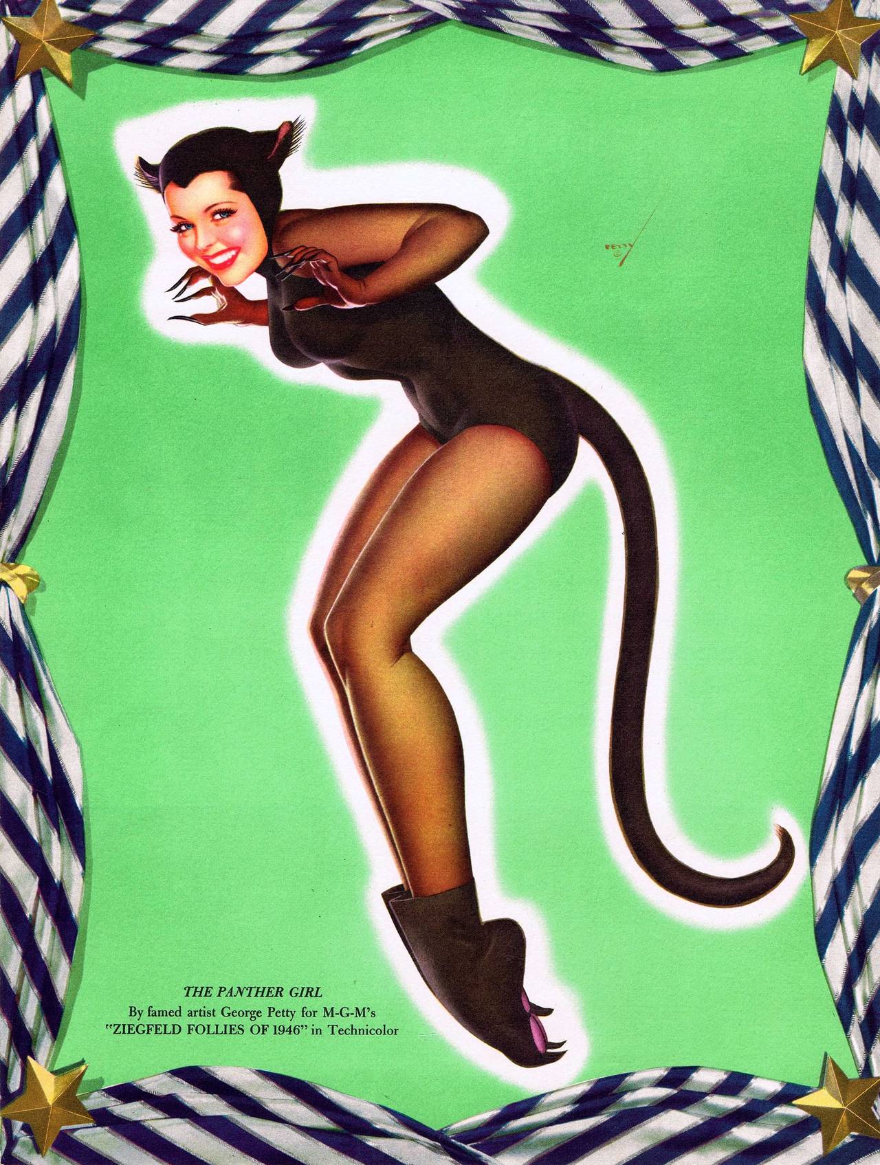 George Brown Petty IV Print - Ziegfeld Follies: Set Of Four Original 'Petty Girls' Pin Up Movie Trade Cards