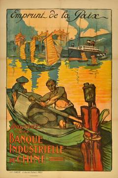 Original 1920s Poster: Industrial Bank of China Peace Bond, Emprunt De La Paix
