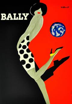 Bally Ball: Original-Vintage-Werbeplakat „Kugelschuhe“ von Bernard Villemot