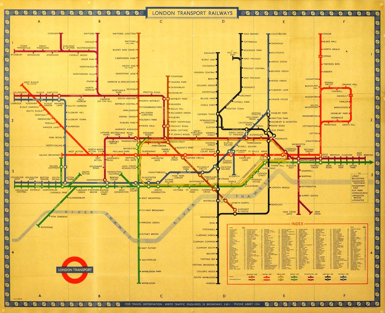 Harry Beck Original Vintage London Underground Transport Railways Map 