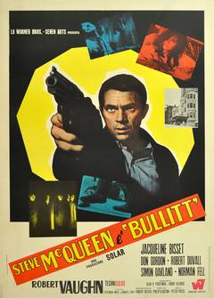 Original Vintage Movie Poster For The Film Bullitt, Starring Steve McQueen