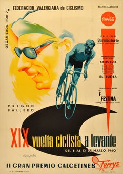 Original Vintage Cycling Tour Poster For The XIX Vuelta Ciclista a Levante 1960