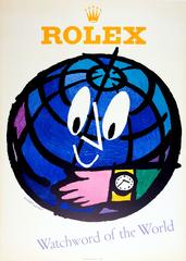 Original Vintage Advertising Poster By Leupin For Rolex - Watchword Of The World