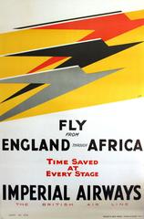 Set Of Three Original 1932 Art Deco Posters By Lee-Elliott For Imperial Airways