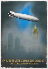 Vintage Original 1936 Deutsche Zeppelin Poster By Jupp Wiertz - 2 Days To North America!