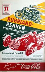 Original Vintage Car And Motorcycle Racing Poster - Ruhrland Rennen 1954 Germany