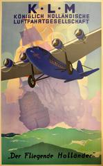 Original Vintage 1933 KLM Travel Werbeplakat: Der fliegende Holländer - Wijga