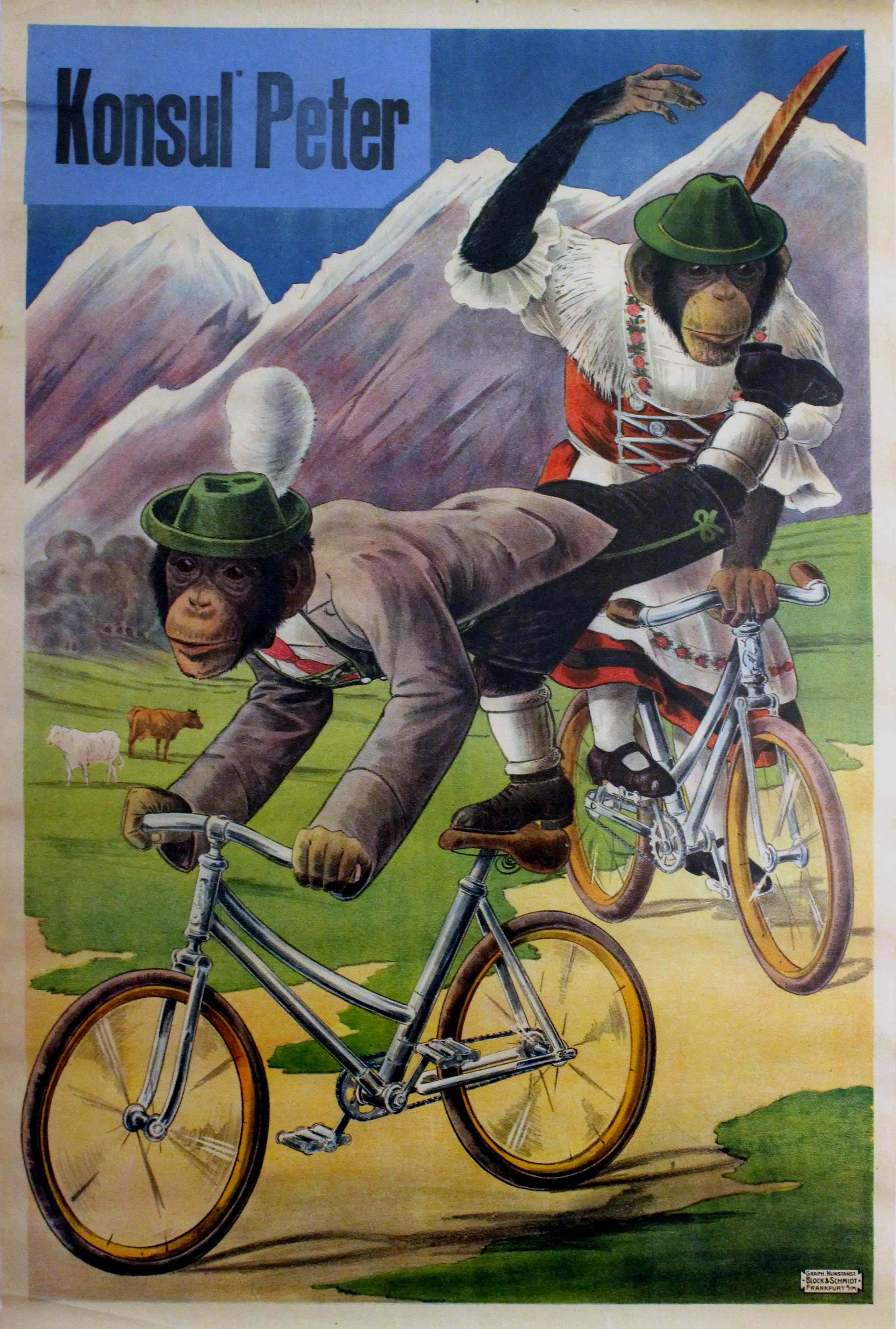 Block & Schmidt Print - Original Antique 1910s Circus Advertising Poster For Konsul Peter - Consul Peter