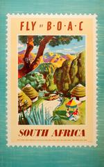 Original Vintage BOAC Travel Advertising Poster - Fly By B.O.A.C. - South Africa