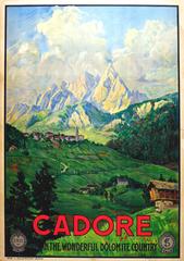 Original 1920s ENIT Travel Advertising Poster: Cadore - Dolomite Country - Italy