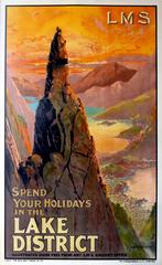 Original 1920s LMS Railway Poster - Spend Your holidays In The Lake District