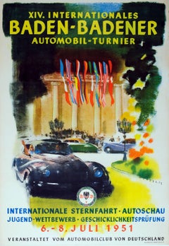 Original Vintage Auto Poster - XIV International Baden-Baden Car Tournament 1951