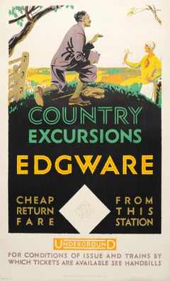 Original Vintage 1926 London Underground Poster - Country Excursions - Edgware