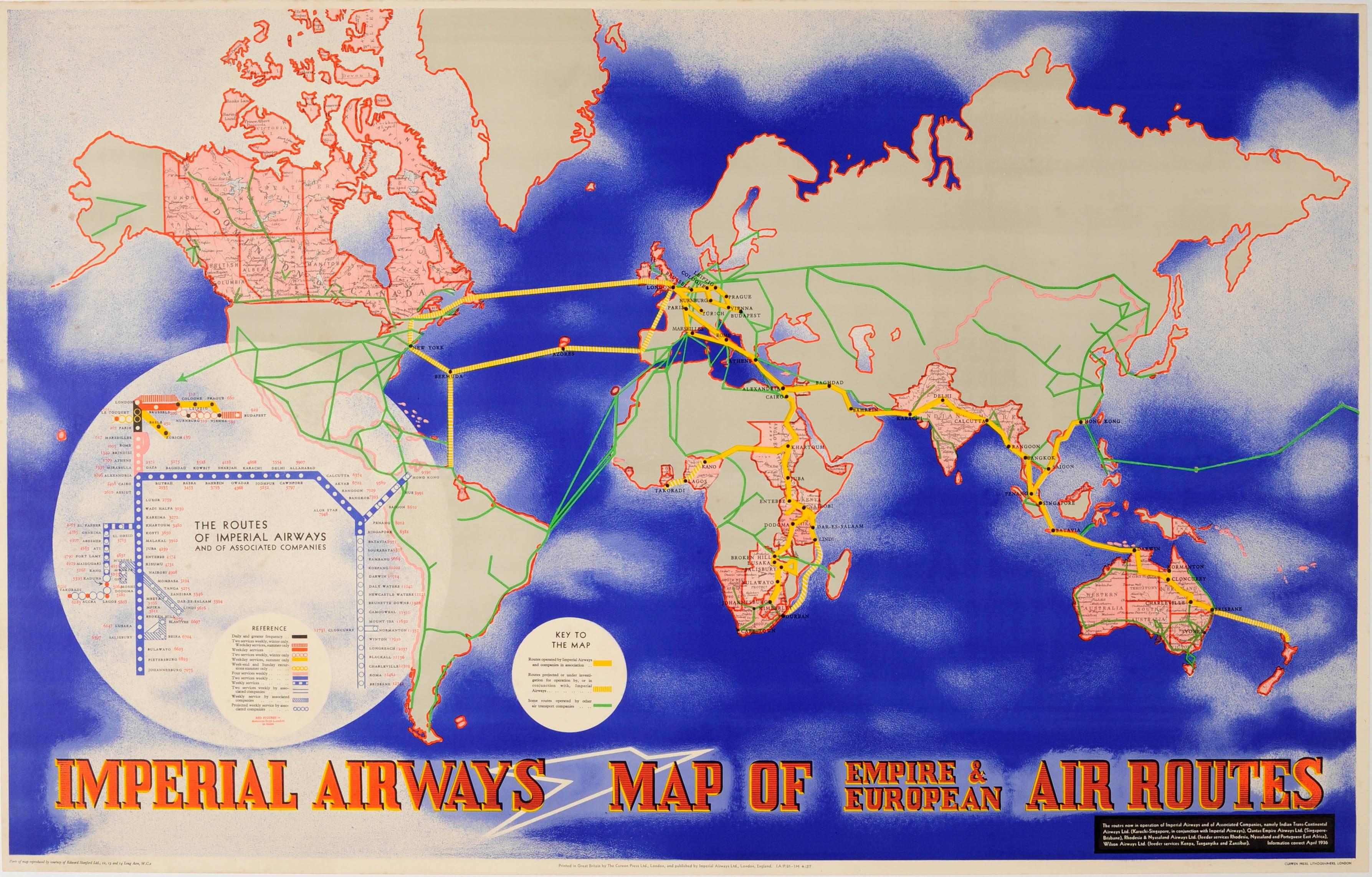 László Moholy-Nagy Print - Original Vintage Imperial Airways Poster - Map Of Empire And European Air Routes
