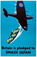 Original Vintage 1940s World War Two Poster - Britain Is Pledged To Smash Japan