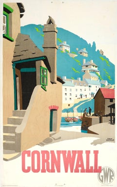 Affiche originale du Great Western Railway de 1936 réalisée par Frank Newbould pour la Cornouailles - GWR