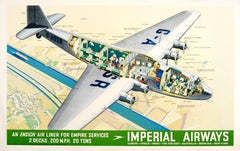 Vintage Original 1937 Imperial Airlines Poster - An Ensign Air Liner for Empire Services