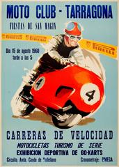 Vintage Original Sport Event Poster: Tarragona Fiestas De San Magin 1960 Motorcycle Race