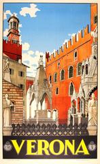 Original Vintage 1938 ENIT Travel Advertising Poster For Verona Italy