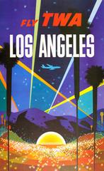 Original Vintage Mid Century Modern Poster By David Klein - Fly TWA Los Angeles