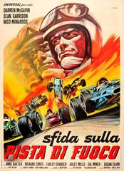 Vintage Original Grand Prix Movie Poster - The Challengers - Sfida Sulla Pista Di Fuoco