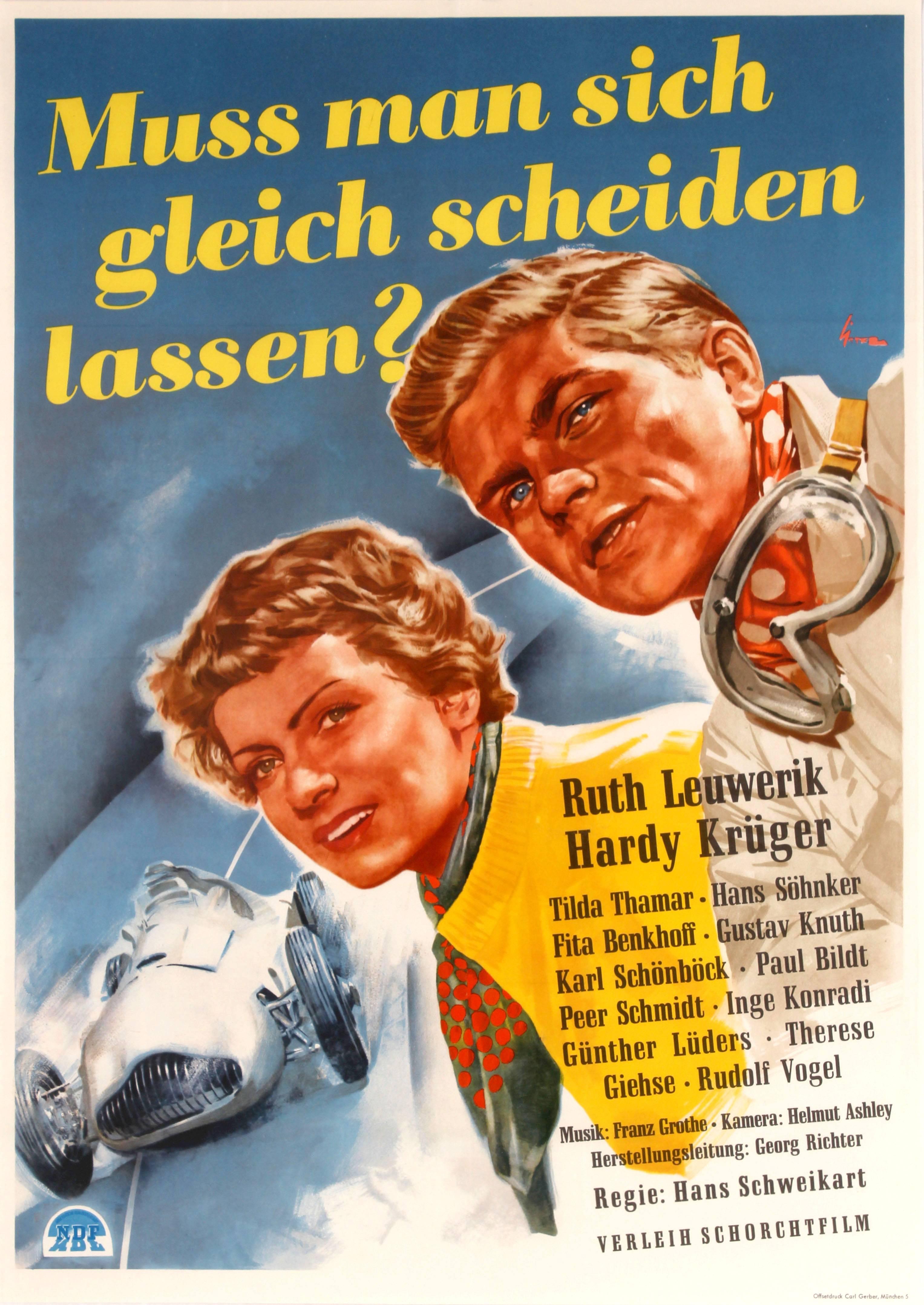 Ernst Litter Print - Original Vintage German Movie Poster For "Muss Man sich gleich scheiden lassen?"