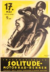 Original Vintage Sport Poster: International Solitude Motorcycle Racing May 1936