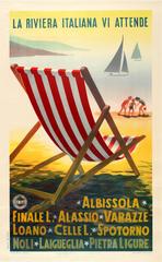 Original Vintage ENIT Travel Advertising Poster - The Italian Riviera Awaits You