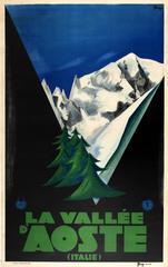 Original Vintage 1931 ENIT Travel Advertising Poster For The Aosta Valley Italy