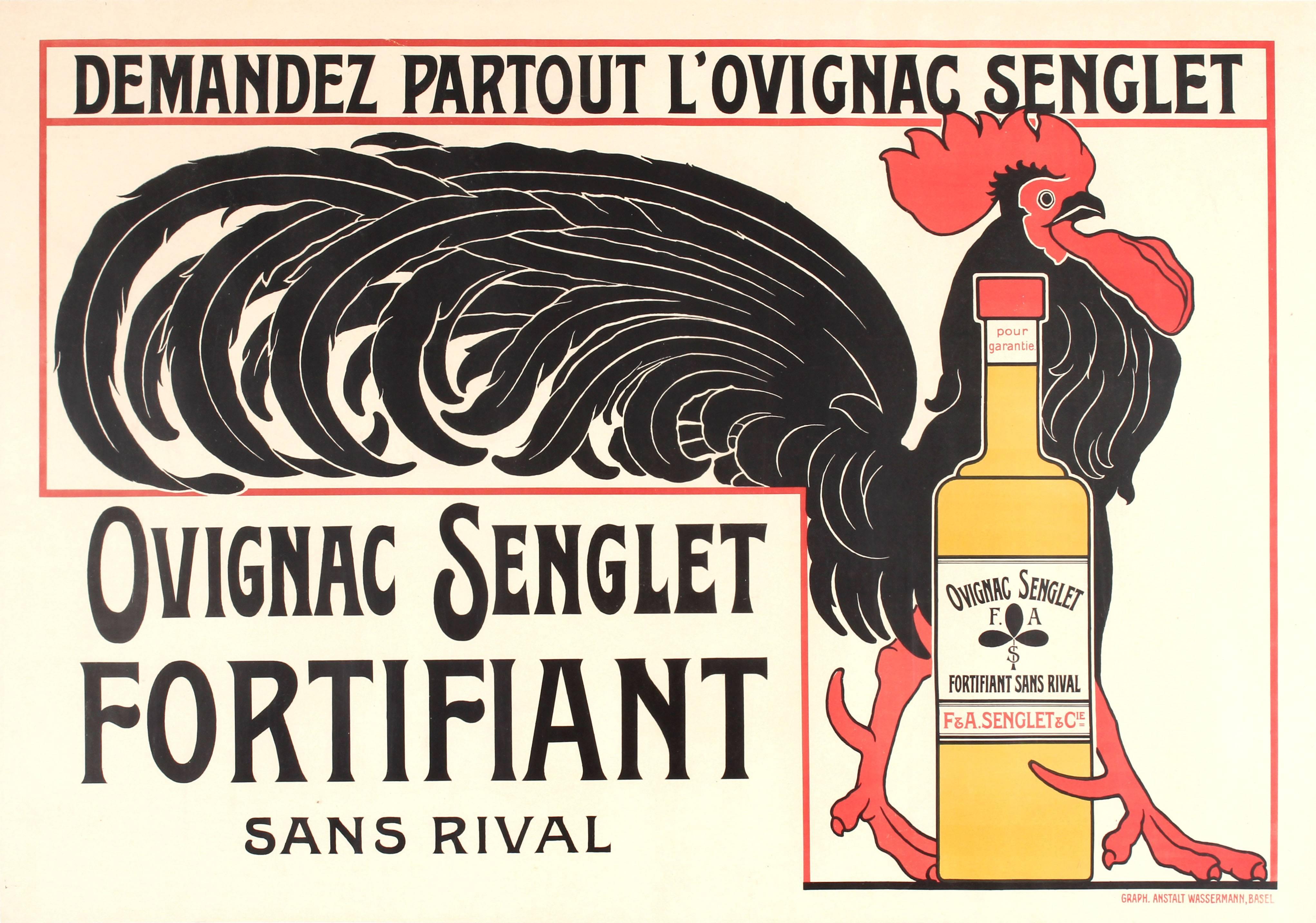 Anstalt Wasserman Print - Original Vintage 1920s Advertising Poster For A Cognac Drink - Ovignac Senglet