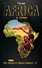 Original Vintage Travel Advertising Poster: Africa By Clipper - Pan American PAA