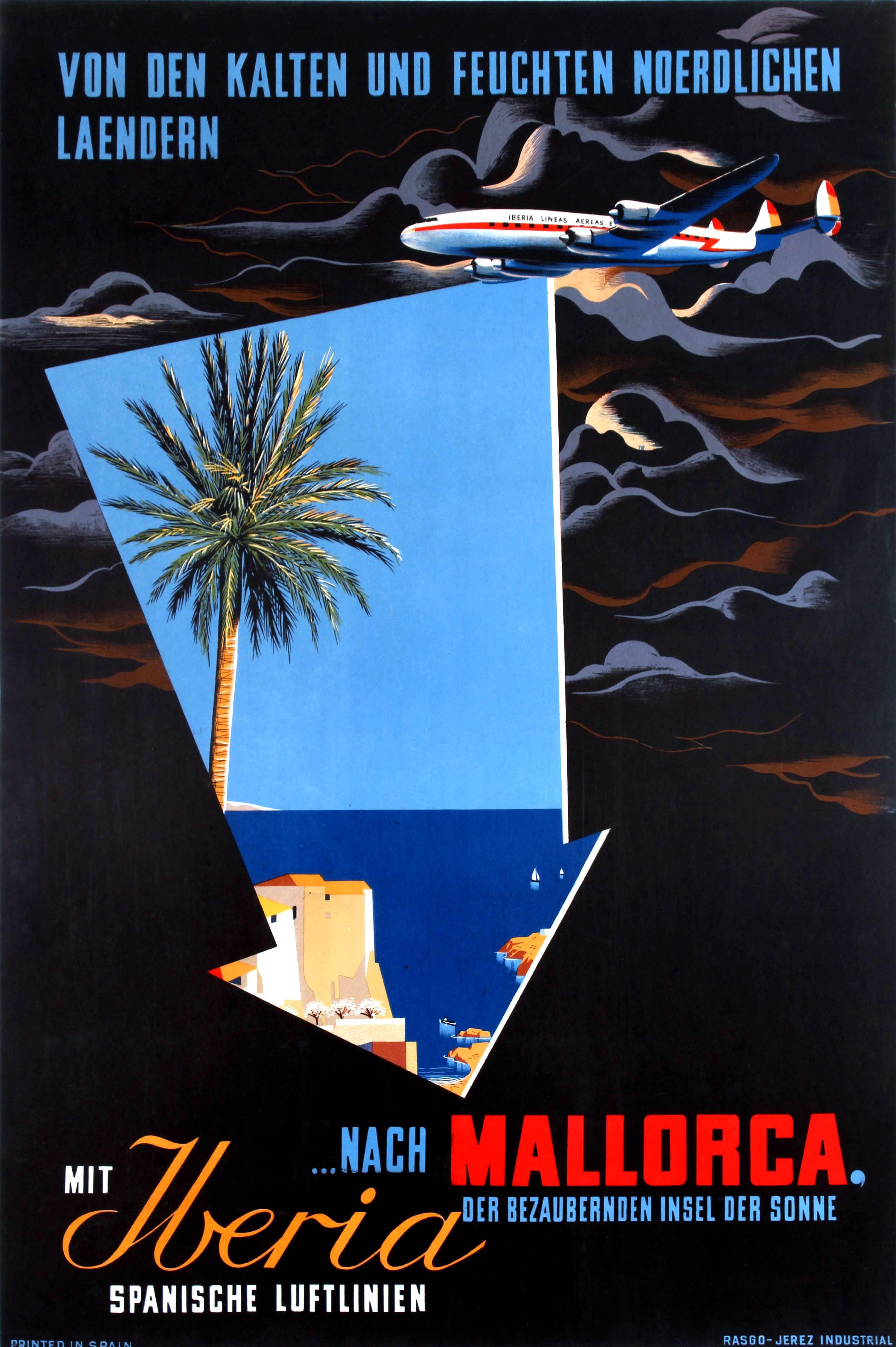 Unknown Print - Original Vintage Travel Poster Advertising Iberia To Mallorca Spain For Sunshine