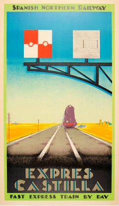 Original 1930er Art Deco Reiseplakat für die spanische Nordbahn