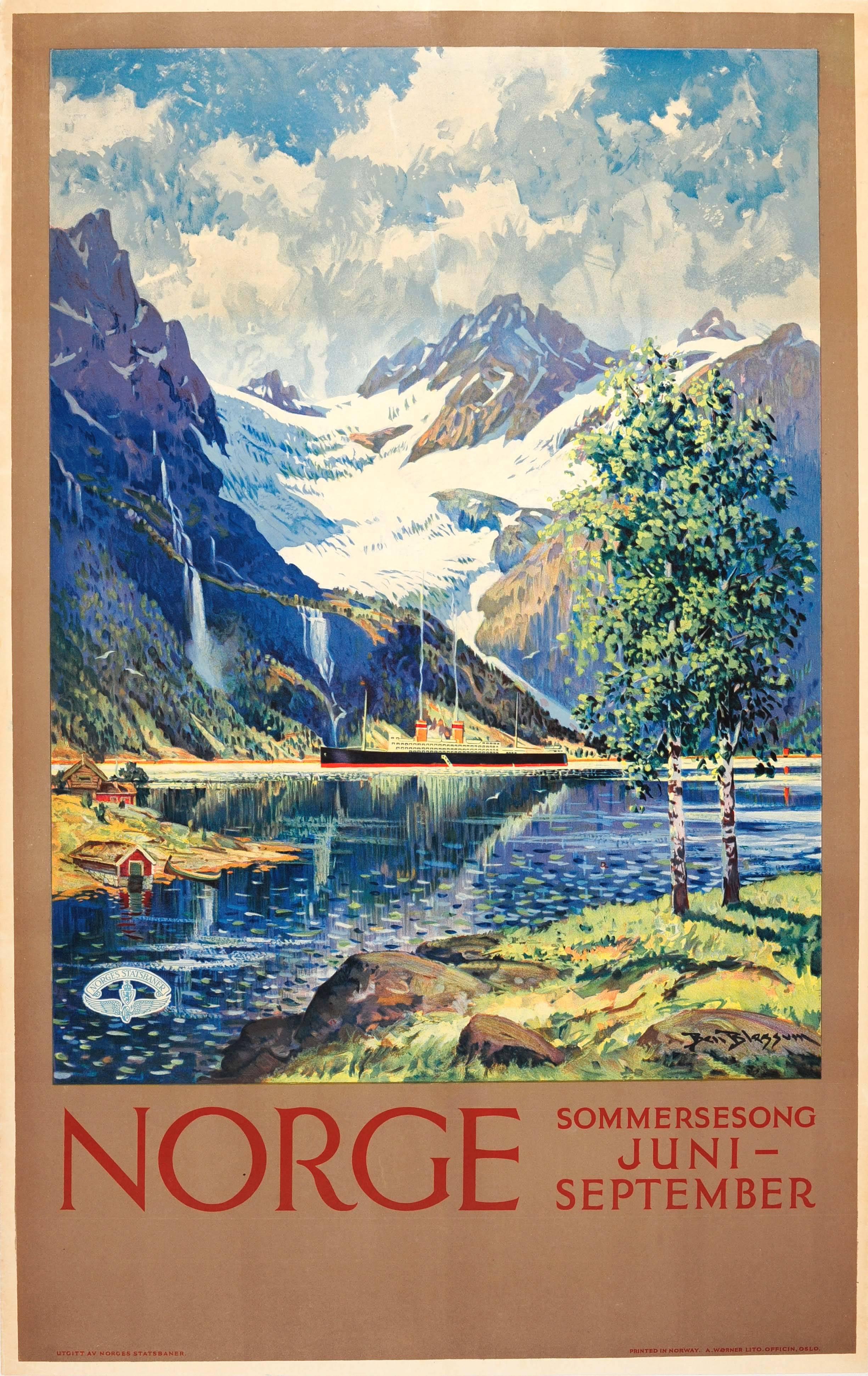 Benjamin Blessum Print - Original Vintage 1920s Railway Travel Advertising Poster: Norway - Summer Song