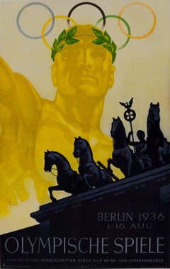 Original Vintage Poster By Franz Wurbel For The Berlin 1936 Summer Olympic Games