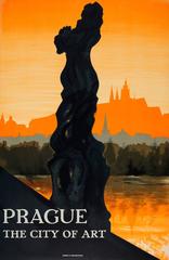 Original 1930s Czechoslovakia Travel Advertising Poster - Prague The City Of Art