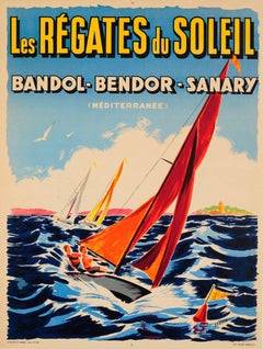 Original Vintage Sailing Event Poster For The Regatta Of The Sun (Mediterranean)