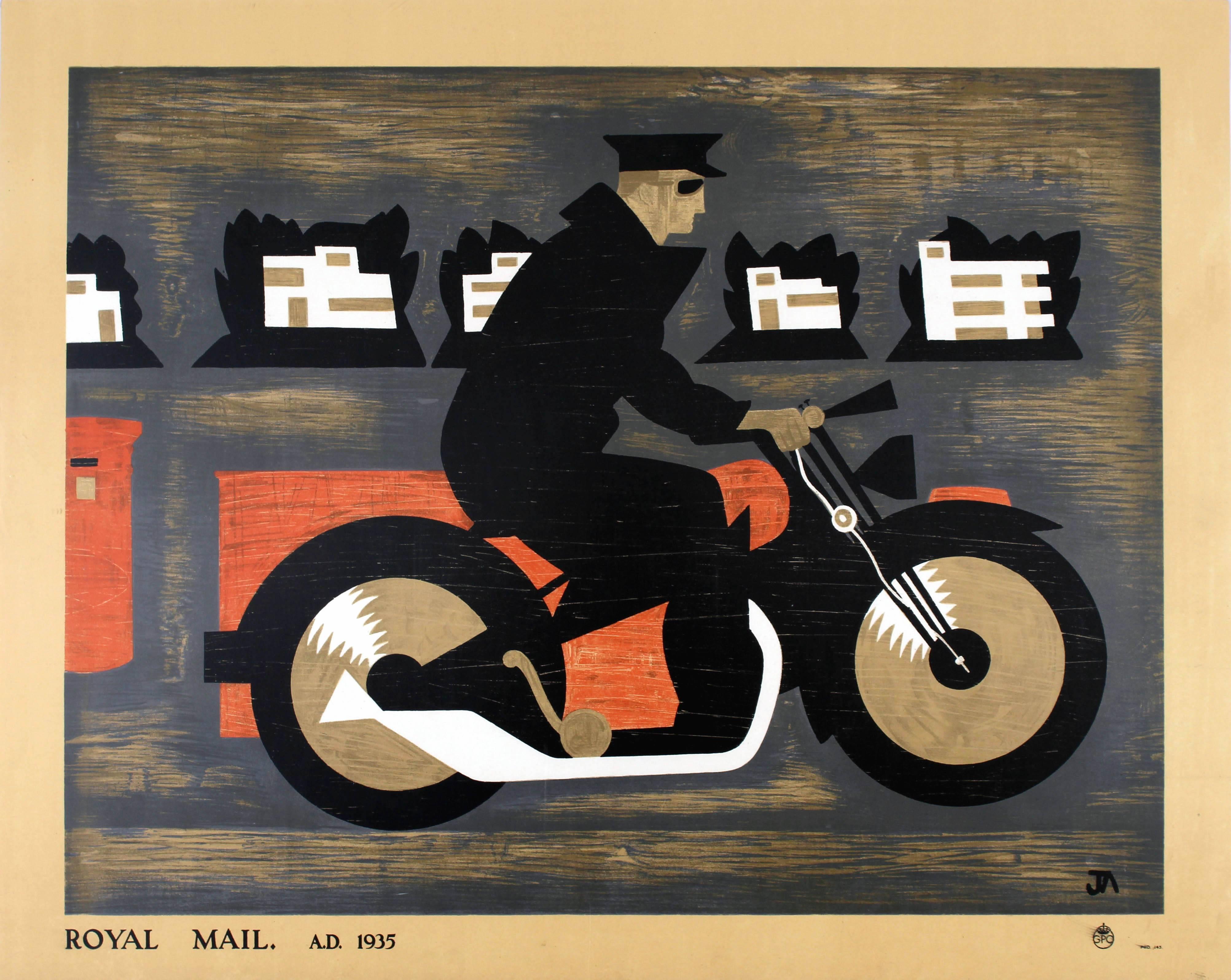 Print John Armstrong - Affiche publicitaire originale vintage du General Post Office (GPO) - Royal Mail AD 1935