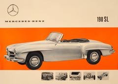 Original Vintage Car Advertising Poster For Mercedes Benz 190 SL Luxury Roadster