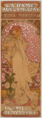 Affiche originale de 1896 par A. Mucha - La Dame Aux Camelias avec Sarah Bernhardt en étoile