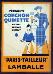 Large Original Vintage 1920s Fashion Advertising Poster: Conchon Quinette France