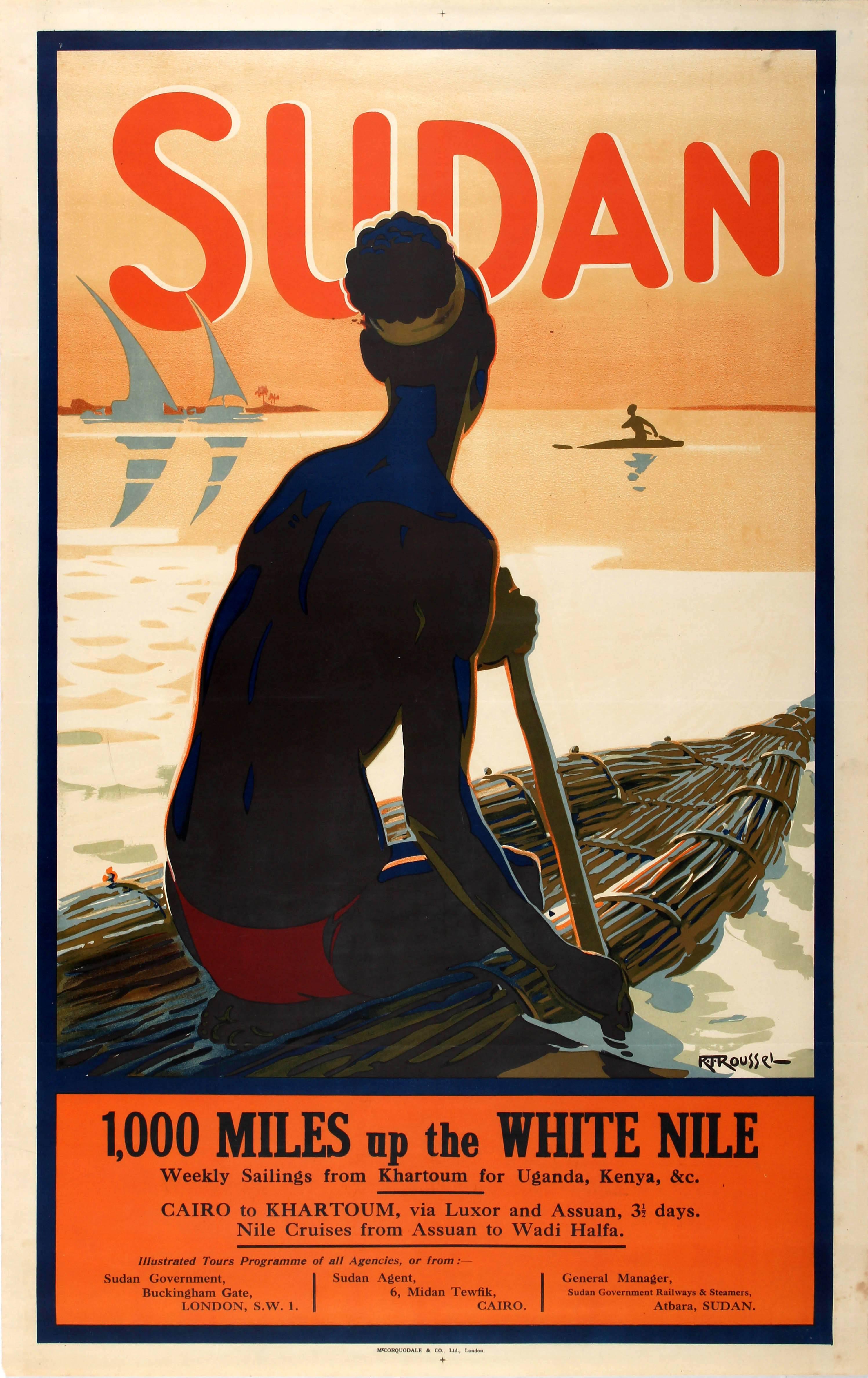 Unknown Print - Original Vintage Travel Advertising Poster - Sudan - Weekly White Nile Sailings