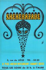 Affiche publicitaire originale vintage d'Erte - Sheherazade au cabaret russe