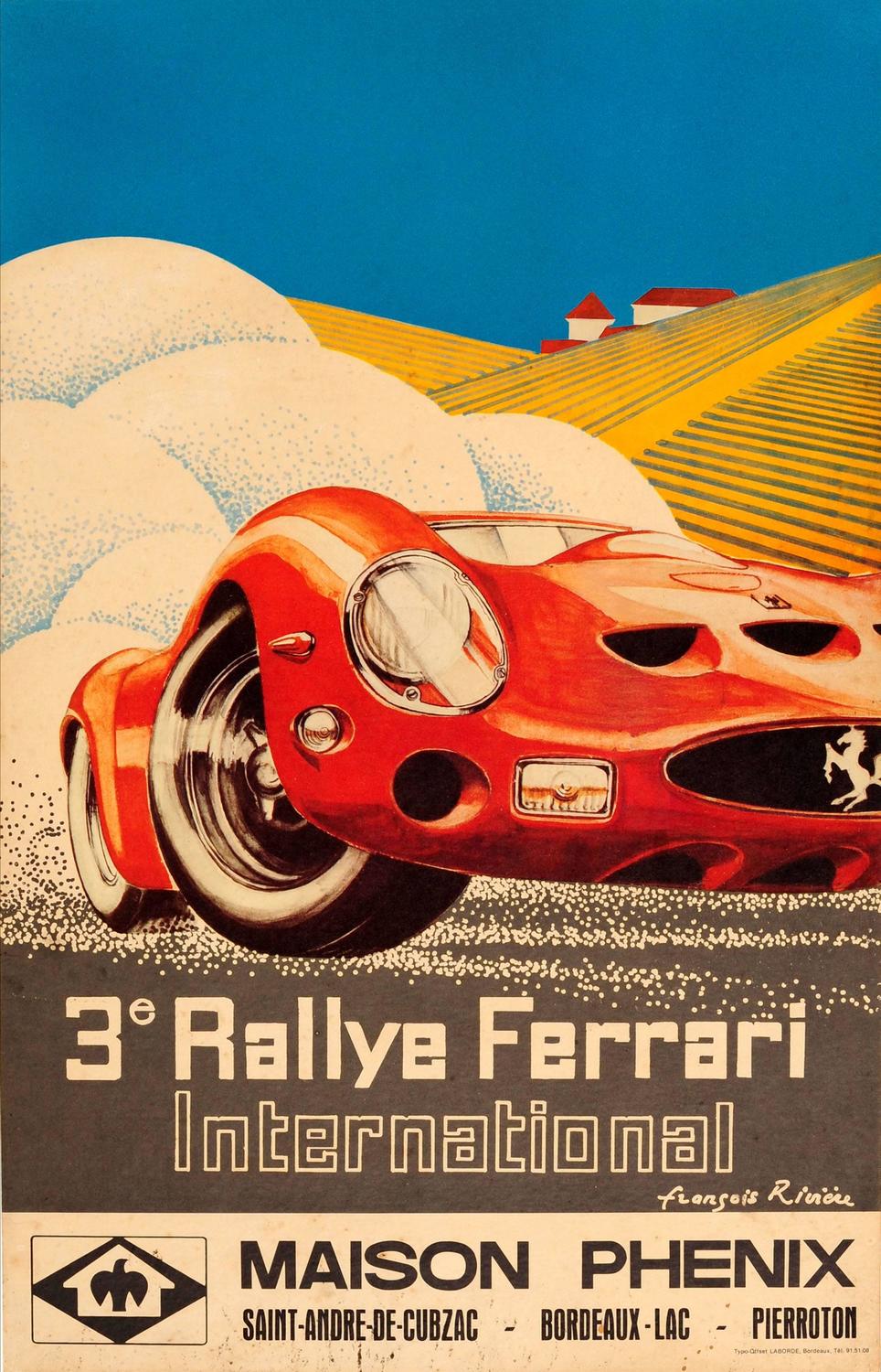 François Rivière - Original Vintage Car Racing Event Poster For The 3rd