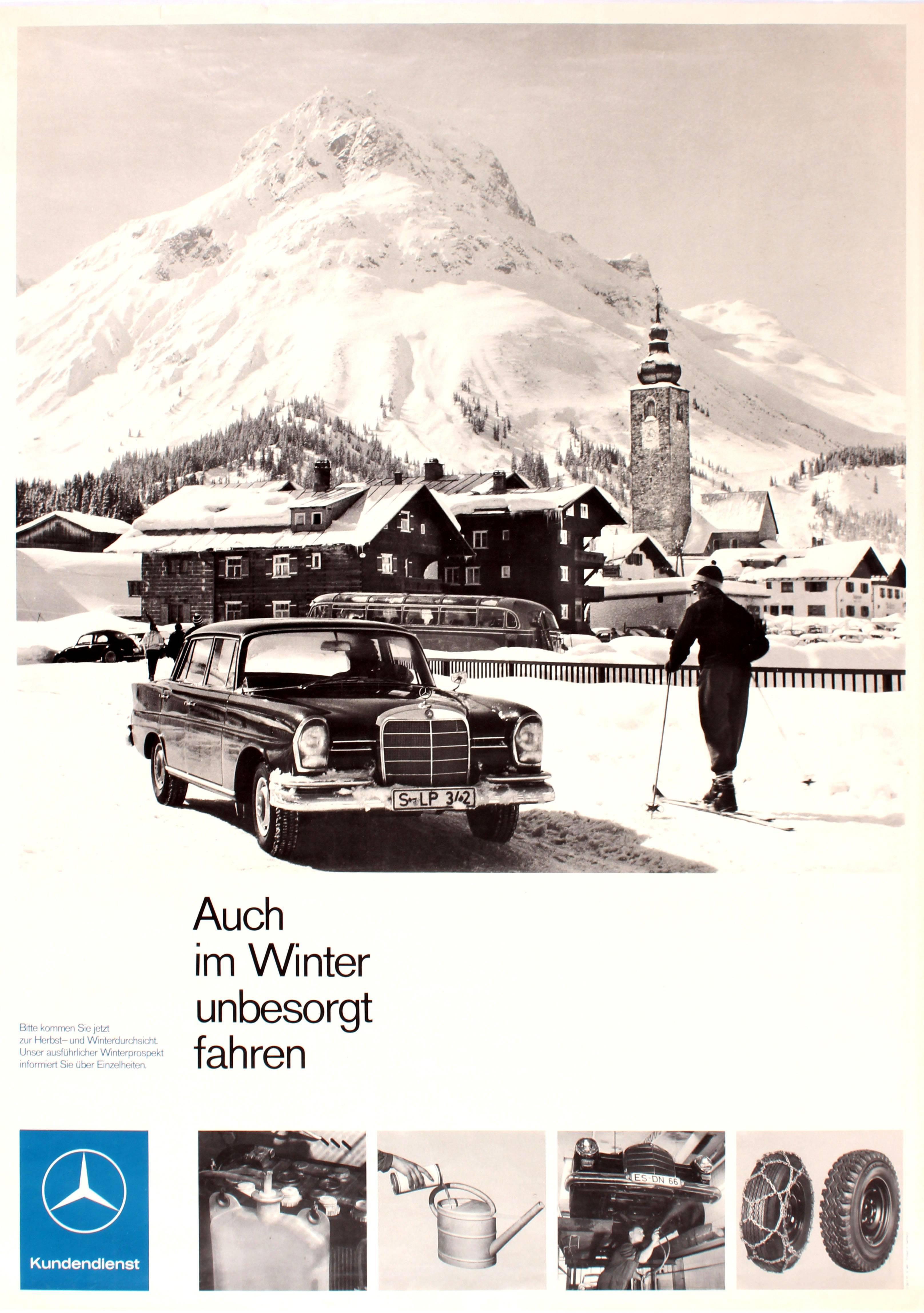 Unknown Print - Original Vintage Mercedes Benz Advertising Poster - Even In Winter Drive Safely