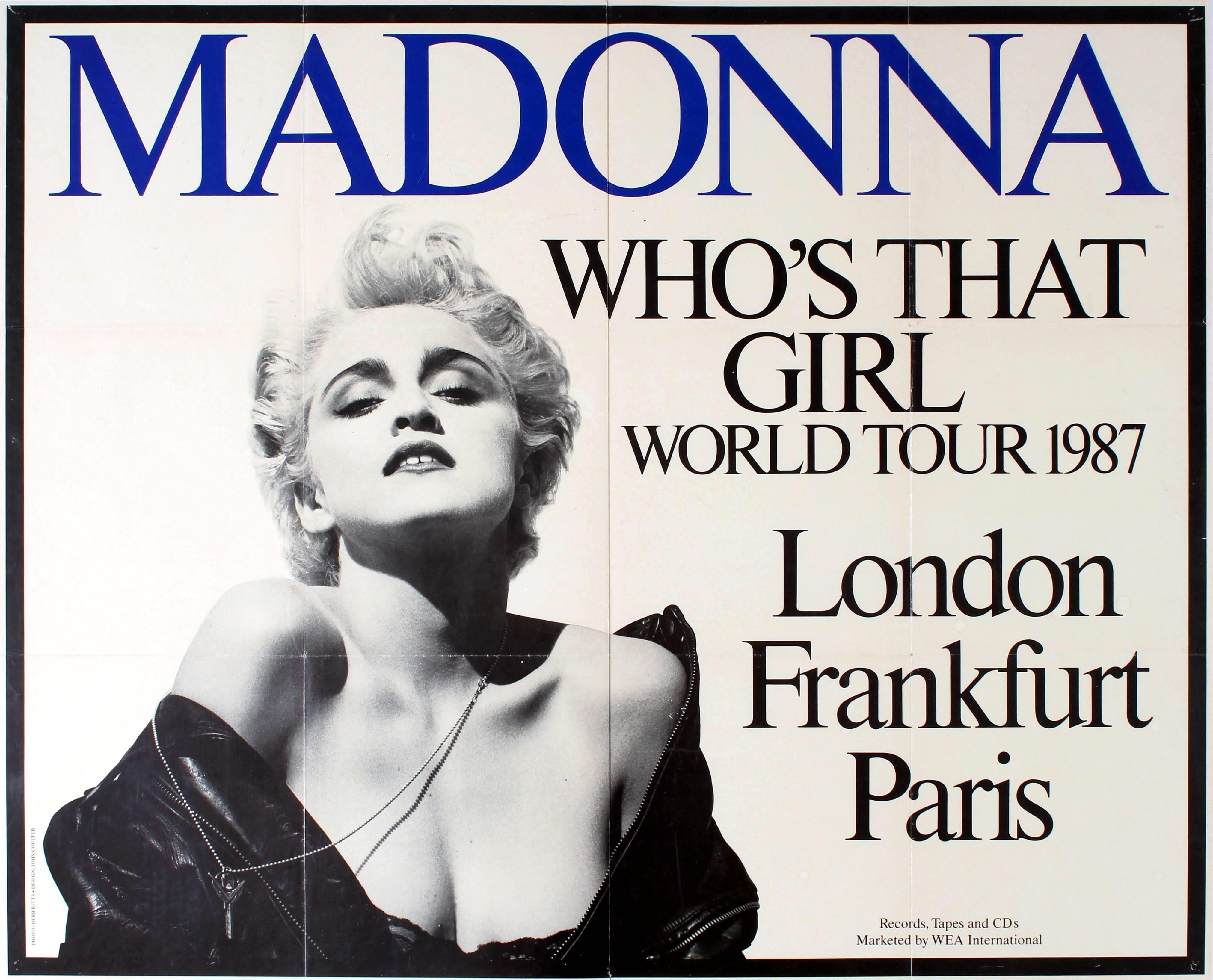 Unknown Print - Original Vintage 1987 "Queen Of Pop" Music Tour Poster - Madonna Who's That Girl