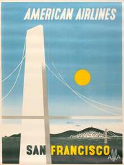 Original Vintage American Airlines Travel Advertising Poster For San Francisco