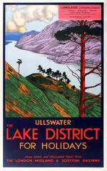 Vintage Original London Midland & Scottish Railway LMS Poster - Ullswater Lake District
